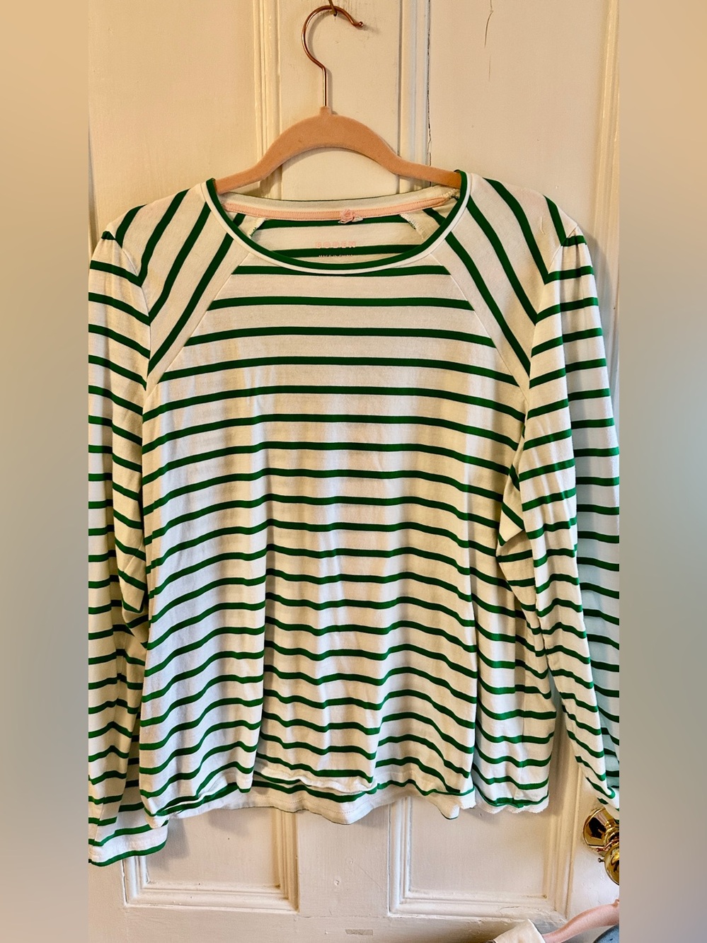 Boden Women’s Green White Striped Long Sleeve Top XL US 16